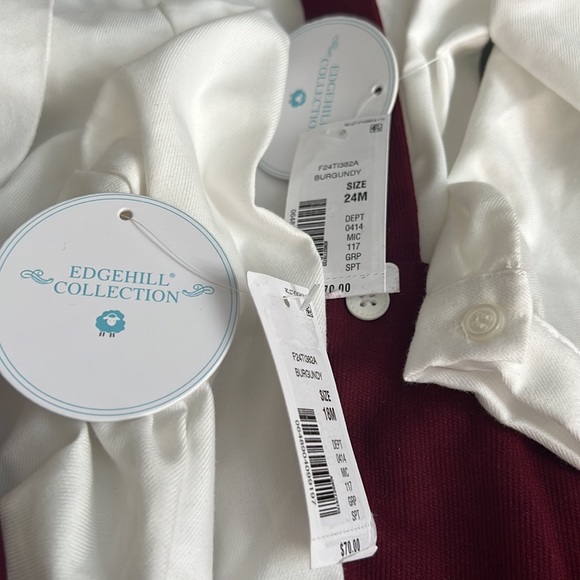 Edgehill Collection Peter Pan Collar Long Sleeve Top & Suspender Shortall Set - Picture 9 of 9